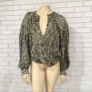IRO Women’s Leopard Silk Wrap Blouse‎